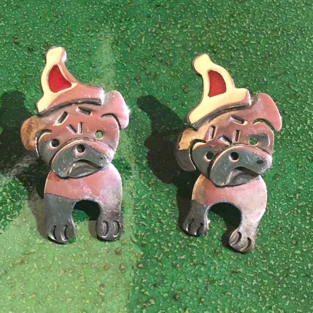 Pug Earrings with Red Santa Hat